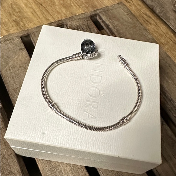 Pandora great shape moments sparkling crystal cz pave heart snake chain bracelet - Picture 4 of 6
